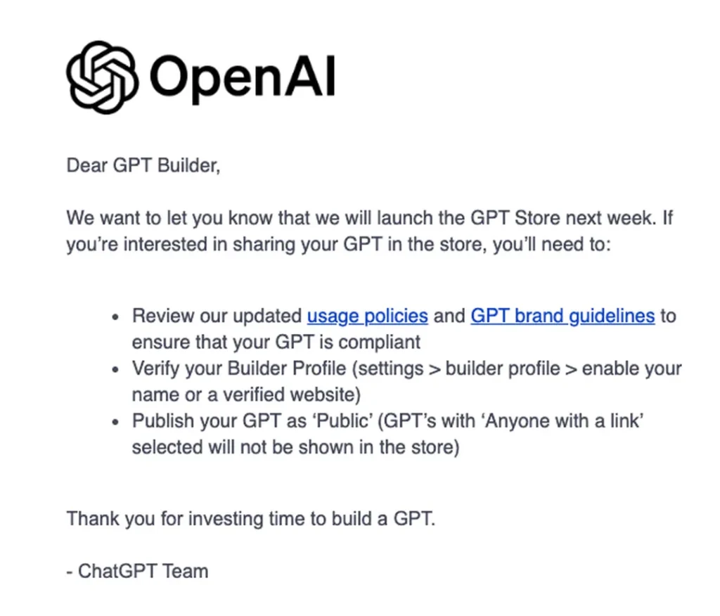 GPT Store от OpenAI заработает уже на следующей неделе