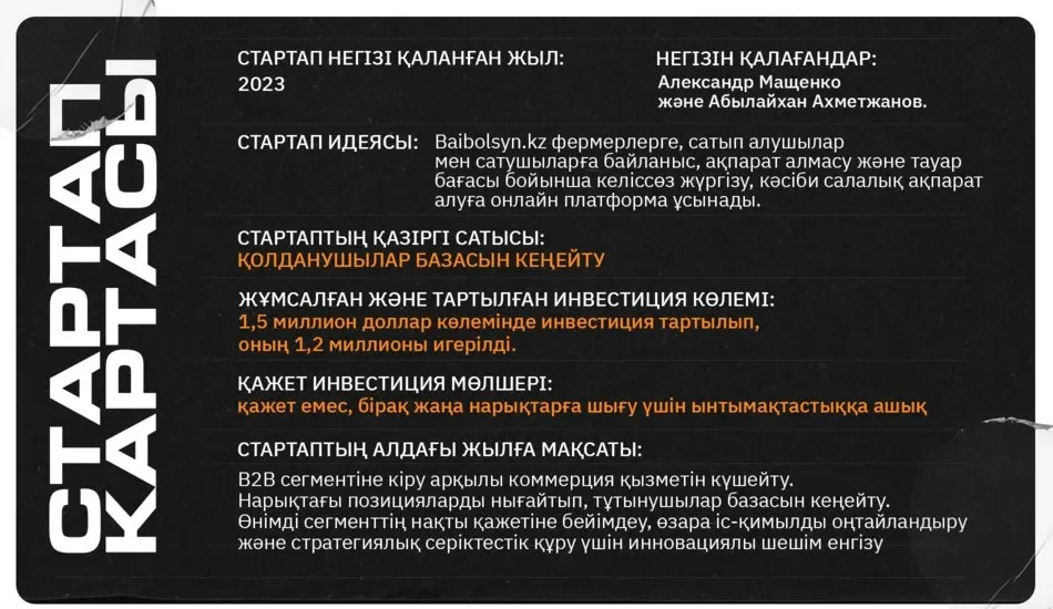 Baibolsyn стартап в сфере сельского хозяйства