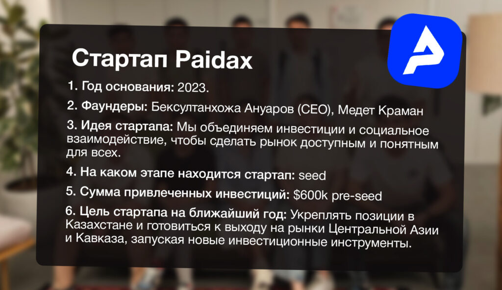 6000 юзеров за 4 месяца: стартап Paidax меняет рынок инвестиций в Казахстане