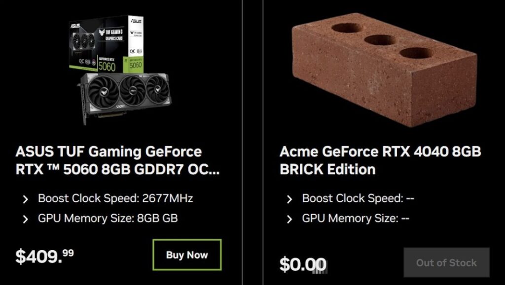 В магазине NVIDIA ненадолго появился бесплатный кирпич