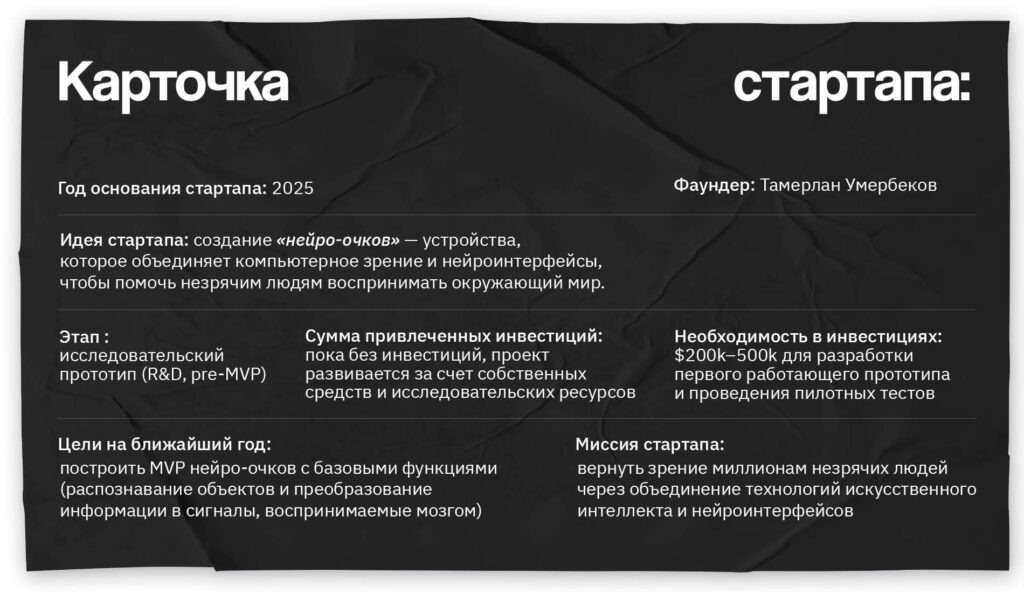Его стартап дарит зрение незрячим: Тамерлан Умербеков и его Visor